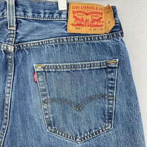 Levi's 501 Jeans Button Fly Blue Denim Straight Leg Faded Grunge 34x30 (32x28)